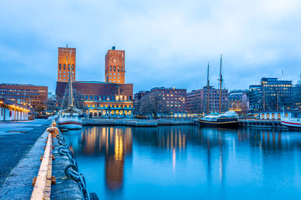 istock Oslo city hall in winter time, Norway 1217033971