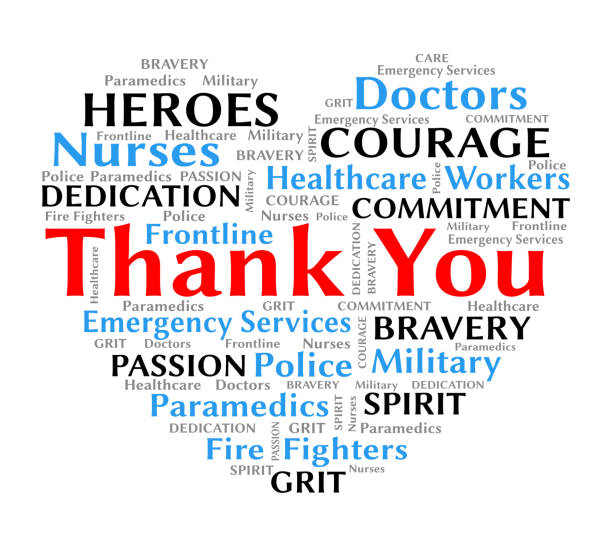 Thank you wordcloud heart for coronavirus covid-19 nurses and healthcare Thank you wordcloud for coronavirus covid-19 to nurses doctors healthcare and frontline workers heart shape with text for bravery and courage emergency services occupation stock illustrations