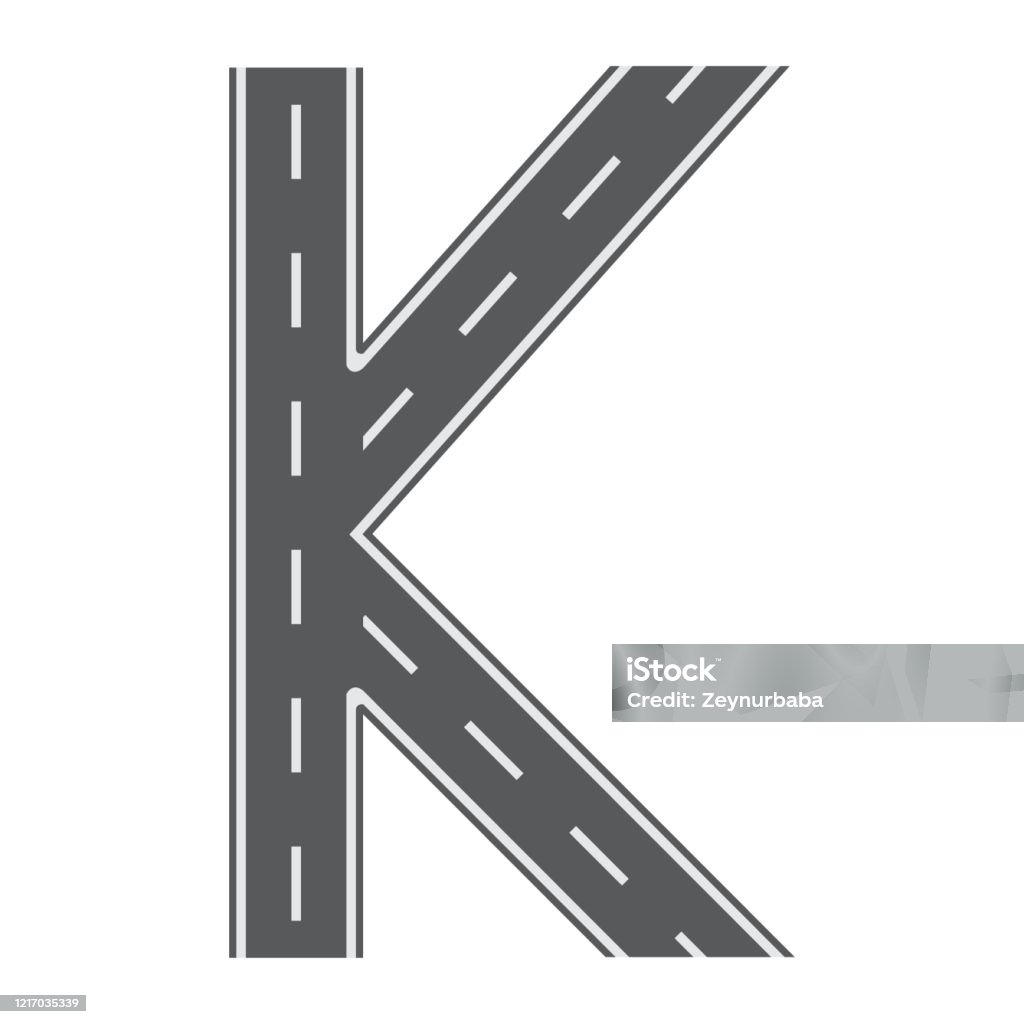 K Letter For Road Or Street Font Flat And Solid Color Vector ...