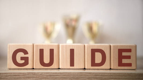 istock GUIDE text on wooden cubes with winning cups 1217035379