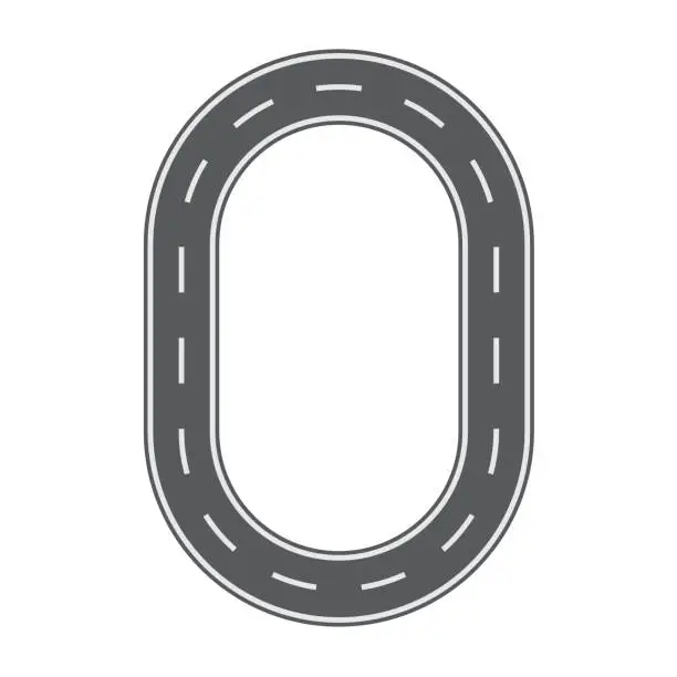 Vector illustration of O letter for Road or street font. Flat and solid color vector illustration.