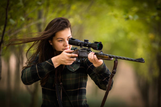 istock Woman hunter in the woods 1217041353