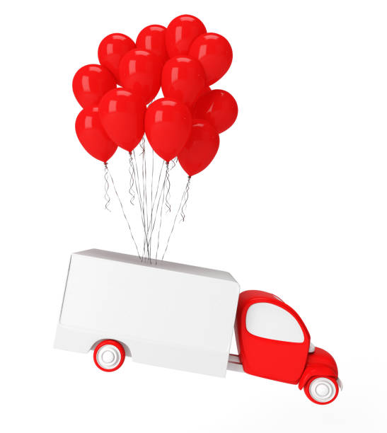 istock Truck with red  ballon 1217041635