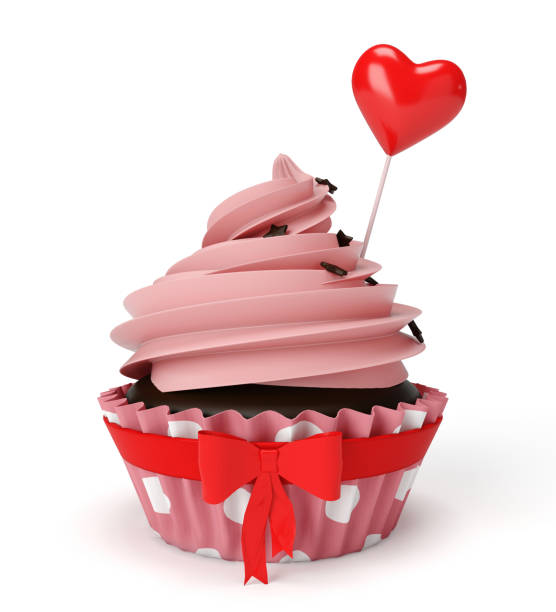 3D Tasty Cupcake and Red with ribbon