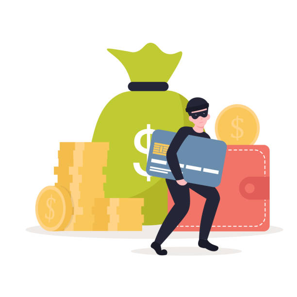 illustrations, cliparts, dessins animés et icônes de voleur vole une carte de crédit concep - burglar thief internet security