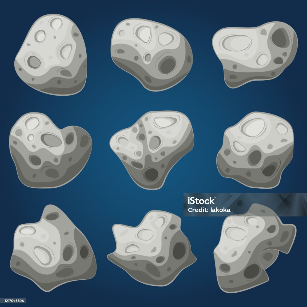 Ilustración de Asteroides Y Meteoritos De Dibujos Animados Espaciales  Diferentes Formas Y Tamaños Conjunto De Vectores y más Vectores Libres de  Derechos de Agujero - iStock