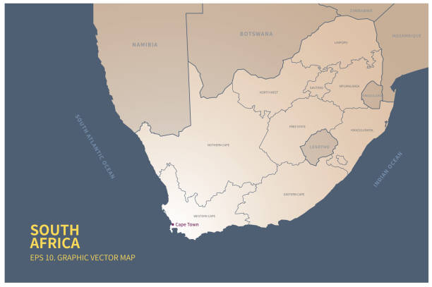 illustrazioni stock, clip art, cartoni animati e icone di tendenza di mappa del sudafrica. mappa vettoriale del sudafrica in africa meridionale - kruger national park illustrations