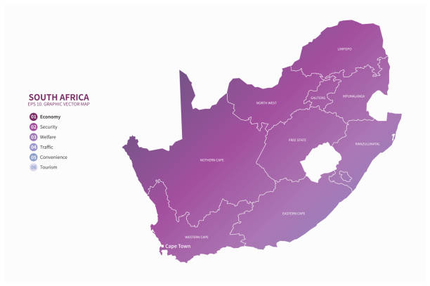południowej afryki. mapa wektorowa republiki południowej afryki w afryce południowej - kruger national park illustrations stock illustrations