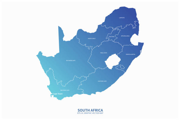 illustrazioni stock, clip art, cartoni animati e icone di tendenza di mappa del sudafrica. mappa vettoriale del sudafrica in africa meridionale - pretoria