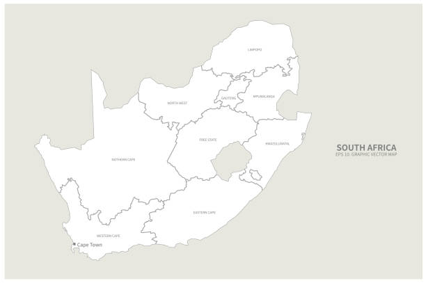 illustrazioni stock, clip art, cartoni animati e icone di tendenza di mappa del sudafrica. mappa vettoriale del sudafrica in africa meridionale - kruger national park illustrations