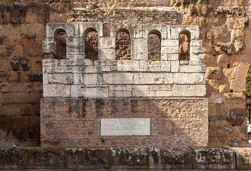 Remains of Honorius' gate near The Porta Maggiore (Larger Gate), or Porta Prenestina, is one of the eastern gates in Aurelian Walls of Rome, Italy.