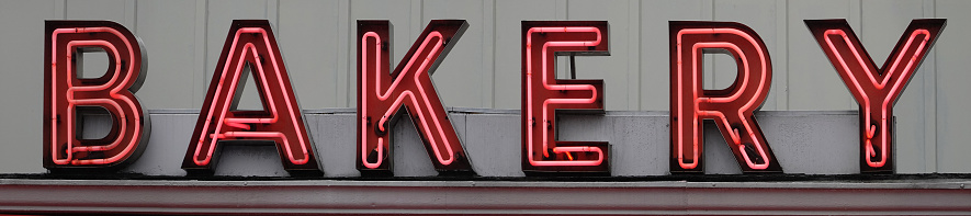 A typical and generic neon Bakery sign