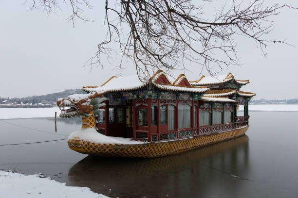 istock The dragon boat is covered with snow 1217060777