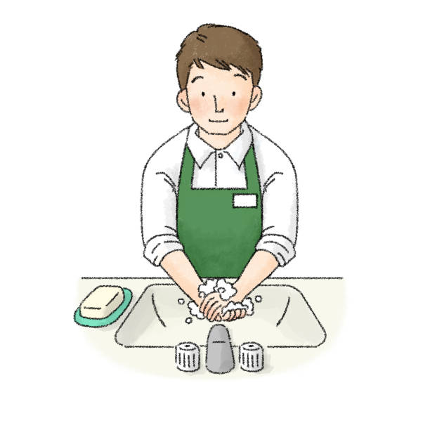Illustration Of A Man Washing His Handsmale Clerk Stock Illustration - Download Image Now - iStock Illustration Of A Man Washing His Handsmale Clerk Stock Illustration - Download Image Now - iStock