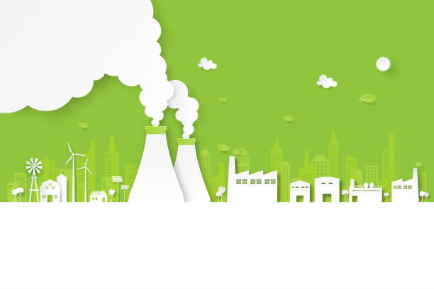 illustrations, cliparts, dessins animés et icônes de industrie verte et énergie propre sur le fond éco-amical de paysage urbain. - healthy lifestyle house backgrounds recycling