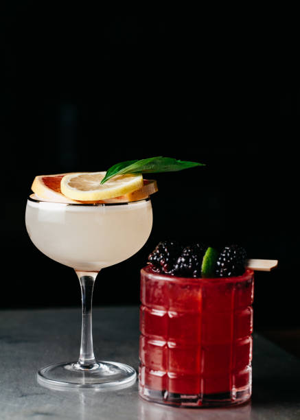 istock Two alcoholic cocktails with black negative space 1217064966