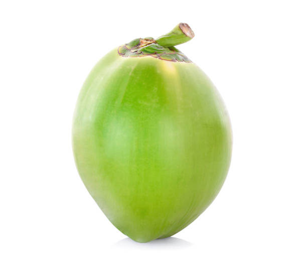 istock Green coconut isolated on white background 1217066099