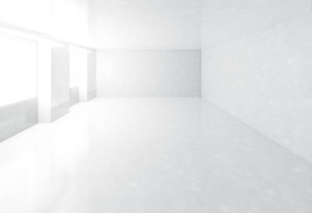 istock Empty white interior room background ,blank white walls corner floor contemporary for copy space display product of present content advertising banner product design mockup. 3D illustration 1217069889
