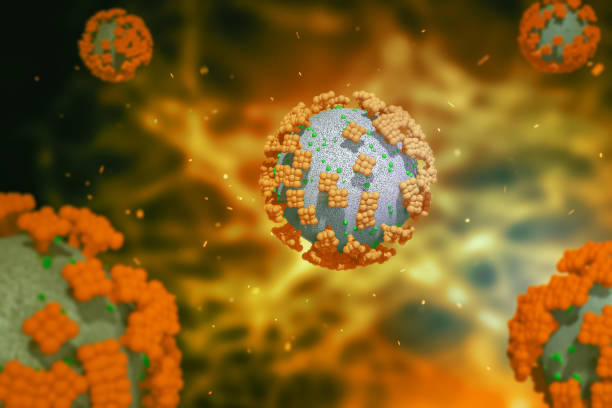 istock Coronavirus 2019-nCoV 3D rendering model. Microscopic view of a infectious virus. 1217071473