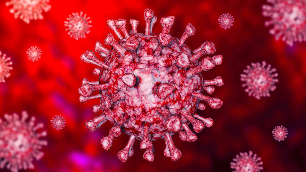 istock 3D render nCov-Coronavirus cell outbreak and coronaviruses influenza red background concept dangerous flu shot pandemic medical health risk with disease. stock photo 1217076998