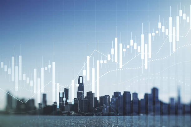 istock Multi exposure of virtual creative financial chart hologram on San Francisco skyscrapers background, research and analytics concept 1217083627