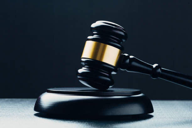 istock Judge's gavel on a black table. Concept of law 1217084123