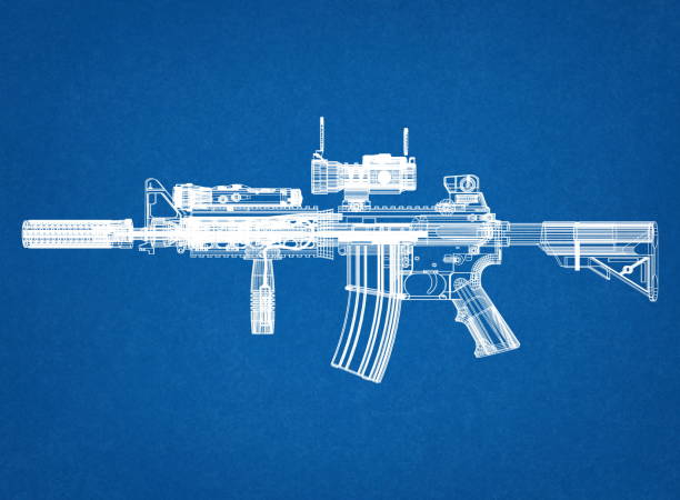 istock Military Rifle blueprint 1217087328