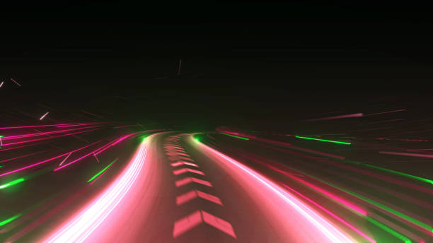 High speed abstract track of motion light for background