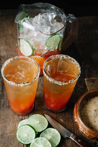 istock Brunch Micheladas in tall glasses with salted rim 1217091906