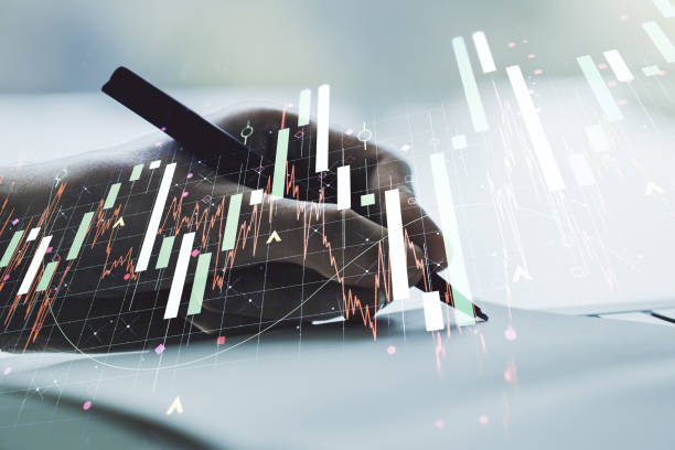 istock Multi exposure of abstract creative financial graph with hand writing in notepad on background, forex and investment concept 1217094796