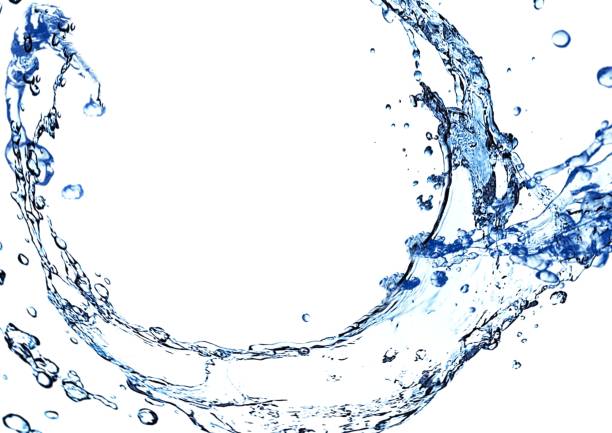 istock Abstract shape blue water splashing on white background 1217094995