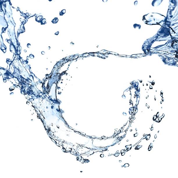 forma abstracta azul salpicaduras sobre fondo blanco - water flowing water pouring ice fotografías e imágenes de stock