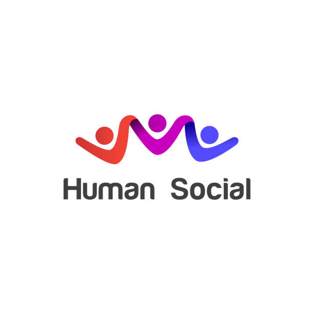 Logo design related to community Abstract human composing togetherness gesture a logo stock illustrations