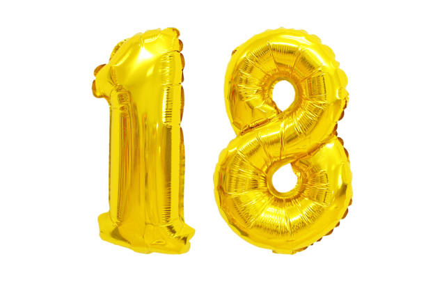 istock Golden Foil Balloon numbers in White Background 1217103184