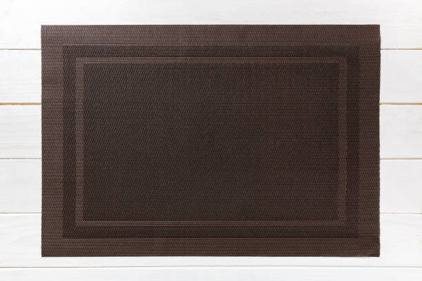istock Top view of empty brown table napkin for dinner on wooden background with copy space 1217104683
