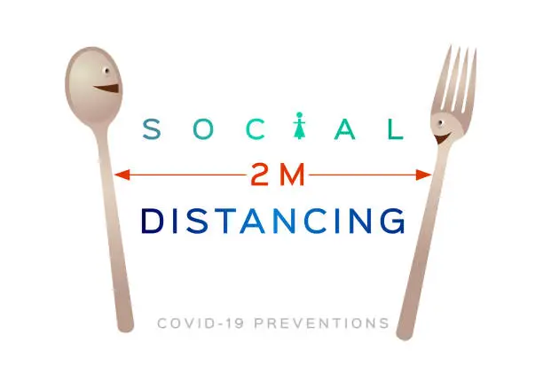 Vector illustration of Social distancing concept, Covid-19 preventions