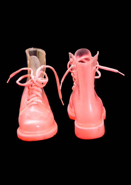 istock Translucent pink girl waterproof platic boots 1217106563