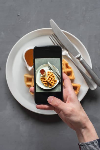 istock Belgian homemade biscuit waffles on a white plate 1217108193