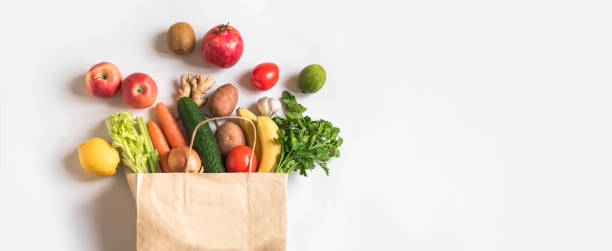 istock Shopping or delivery fruits and vegetables 1217108310