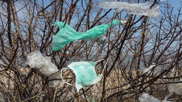 istock Coronavirus (COVID-19) is contributing to pollution, as discarded face masks clutter urban parks & streets of the city along with plastic and other trash. Ecological pollution problem 1217108649