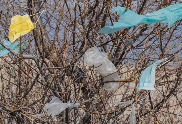 istock Coronavirus (COVID-19) is contributing to pollution, as discarded face masks clutter urban parks & streets of the city along with plastic and other trash. Ecological pollution problem 1217108697