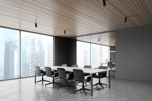 istock Gray conference room corner in open space office 1217109964