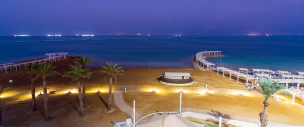 istock Dead Sea resort at blue hour night 1217110176