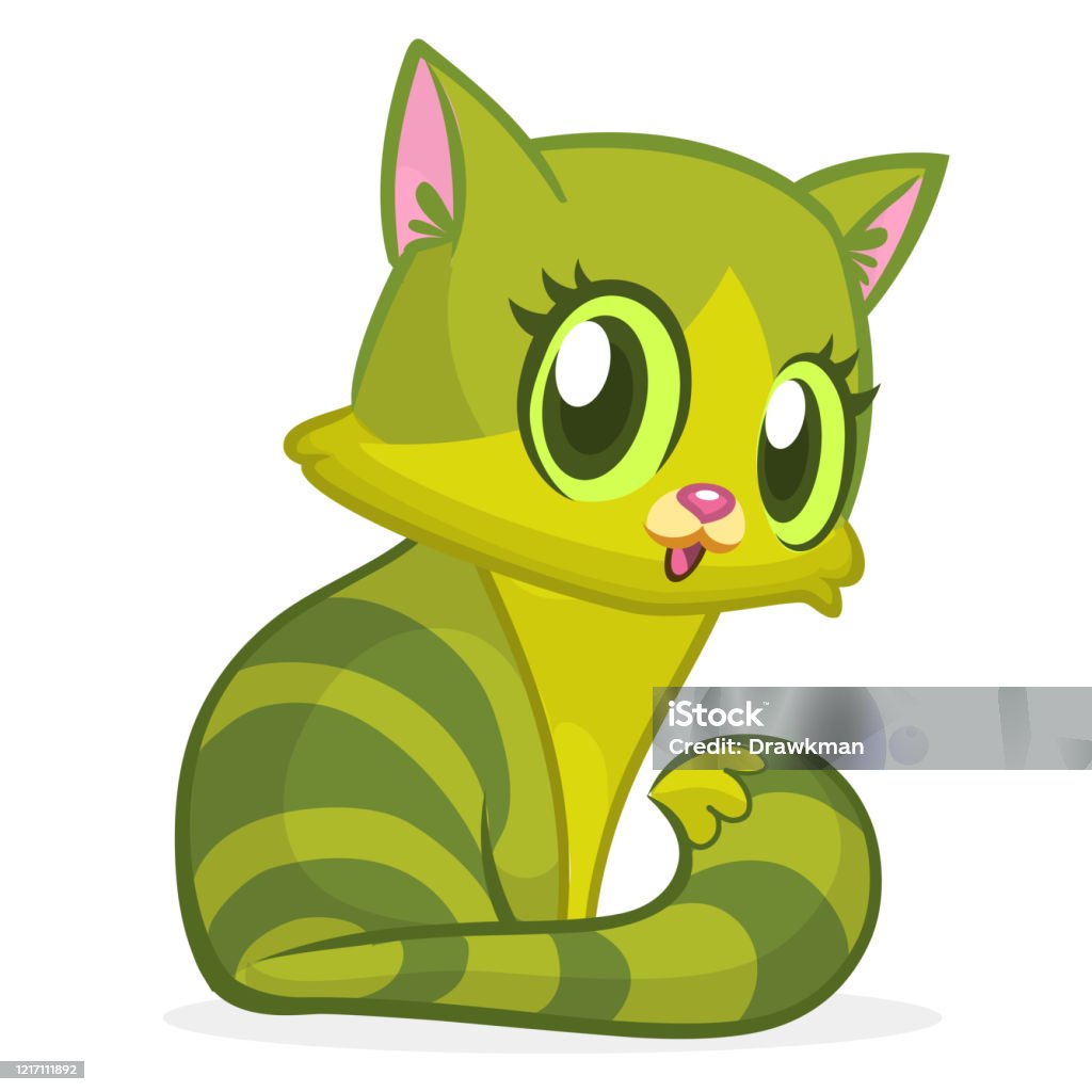 Cute And Funny Cartoon Cat Vector Illustration Stock Illustration - Download  Image Now - Pets, Animal, Animal Whisker - iStock