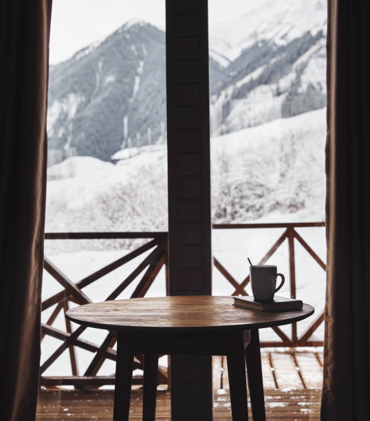 istock Coffee on the table with beautiful Mountain View 1217111923