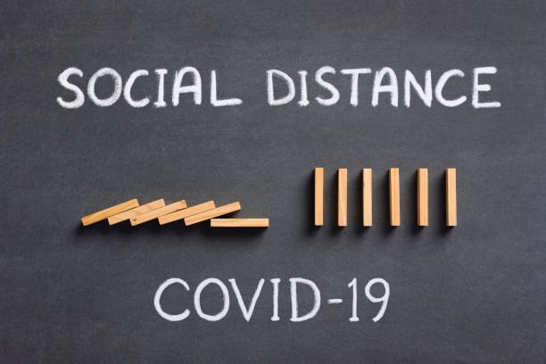 istock Keep Social Distance Concept, Covid-19 Domino Effect is Stopped. 1217112997