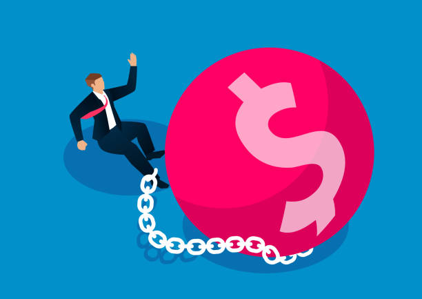 Businessman Frightened By Huge Iron Ball With Dollar Sign Tied To His Leg  Stock Illustration - Download Image Now - iStock