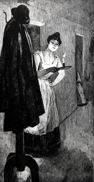 Young woman is checking if anyone is in the corridor