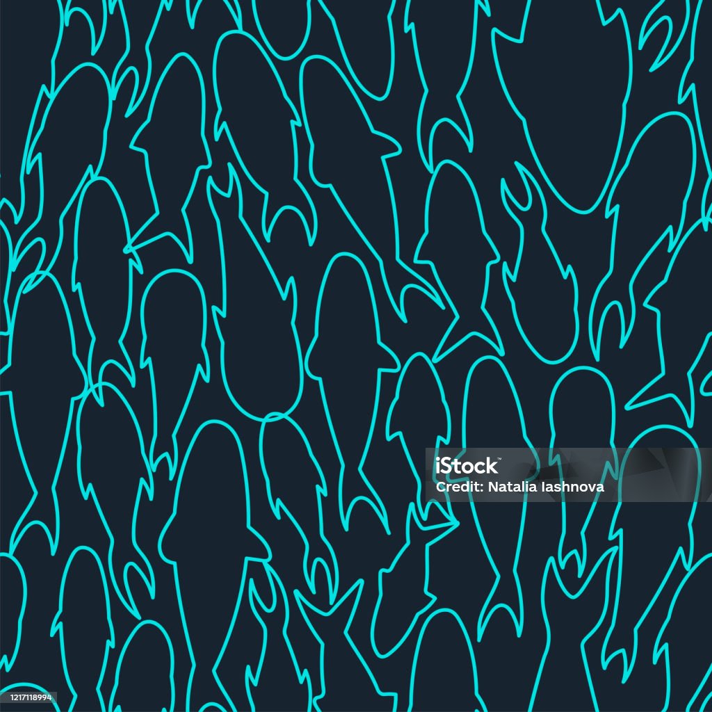 Line Fish Pattern Linear Fish Pattern Stock Illustration - Download Image Now - Seamless ...