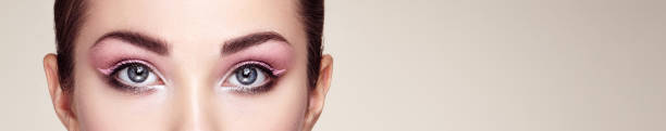 istock Female eye with long false eyelashes 1217119262
